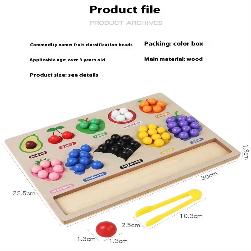 Fruit color sorting beads a wooden educational toy for toddlers thumbnail 5