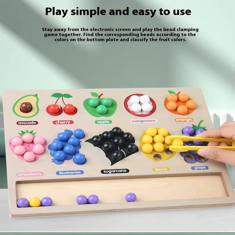 Fruit color sorting beads a wooden educational toy for toddlers thumbnail 4