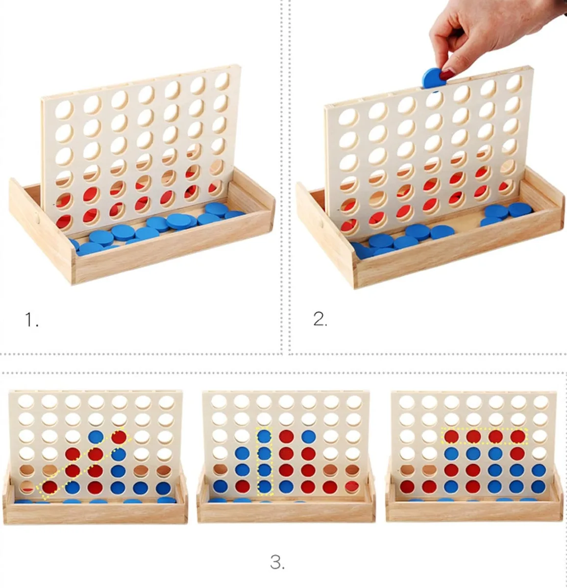 4 in a Row Wooden Board Game for Kids thumbnail 3