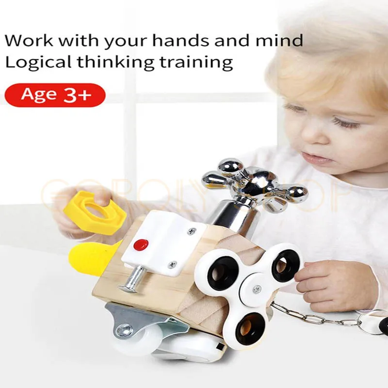Activity Cube Busy Board, Wooden Montessori Toys thumbnail 3
