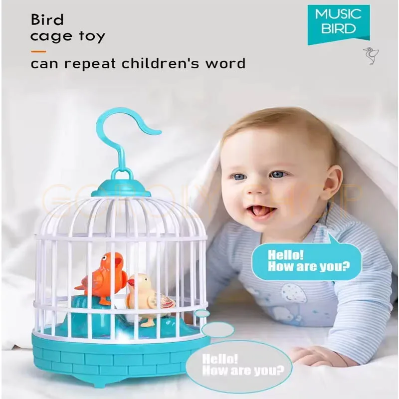 Children's Bird Cage Toys Electric Talking Birds Move Sing thumbnail 5