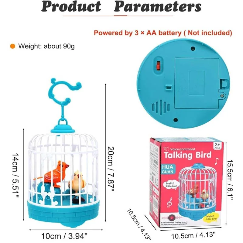 Children's Bird Cage Toys Electric Talking Birds Move Sing thumbnail 6