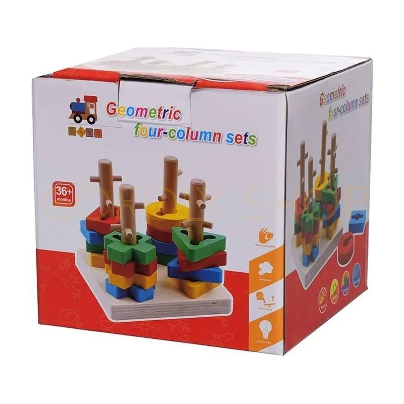 Geometric Four-Column Learning Set | Wooden Shape Sorting Montessori Toy for Kids thumbnail 4