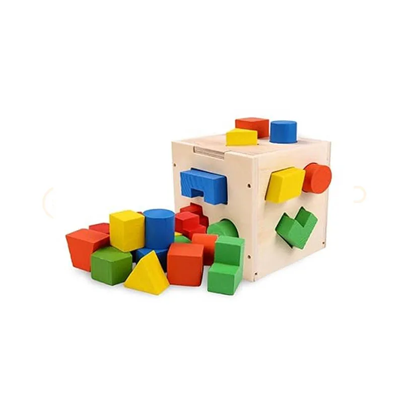 Fifteen Hole Shape Intelligence Box for Kids | Wooden Shape Sorting Montessori Toy thumbnail 2