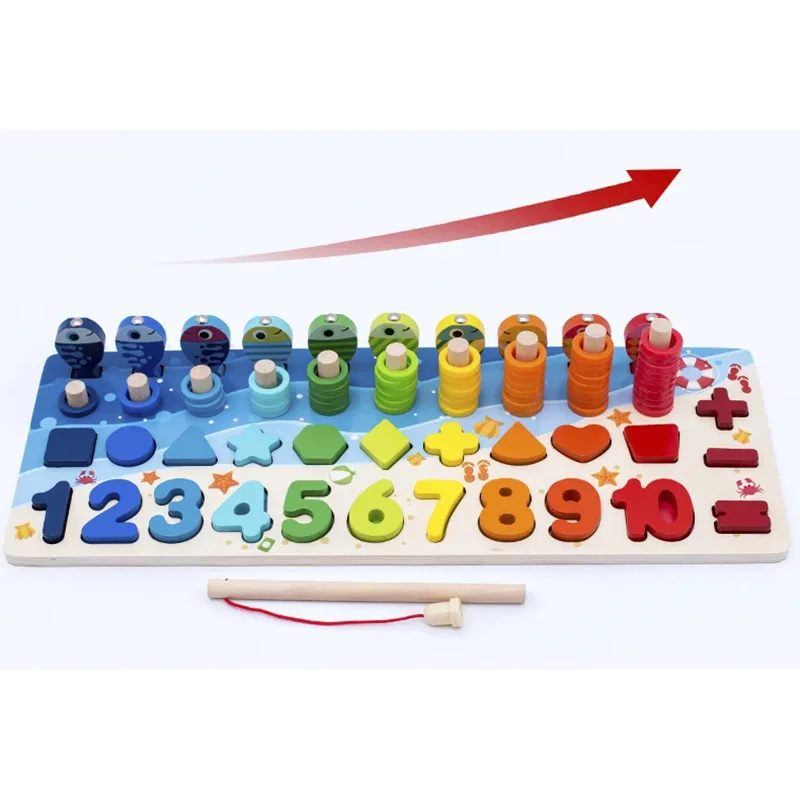 Six-in-One Logarithmic Board Educational Toy for Children | Wooden Montessori Multi-Activity Learning Board thumbnail 3