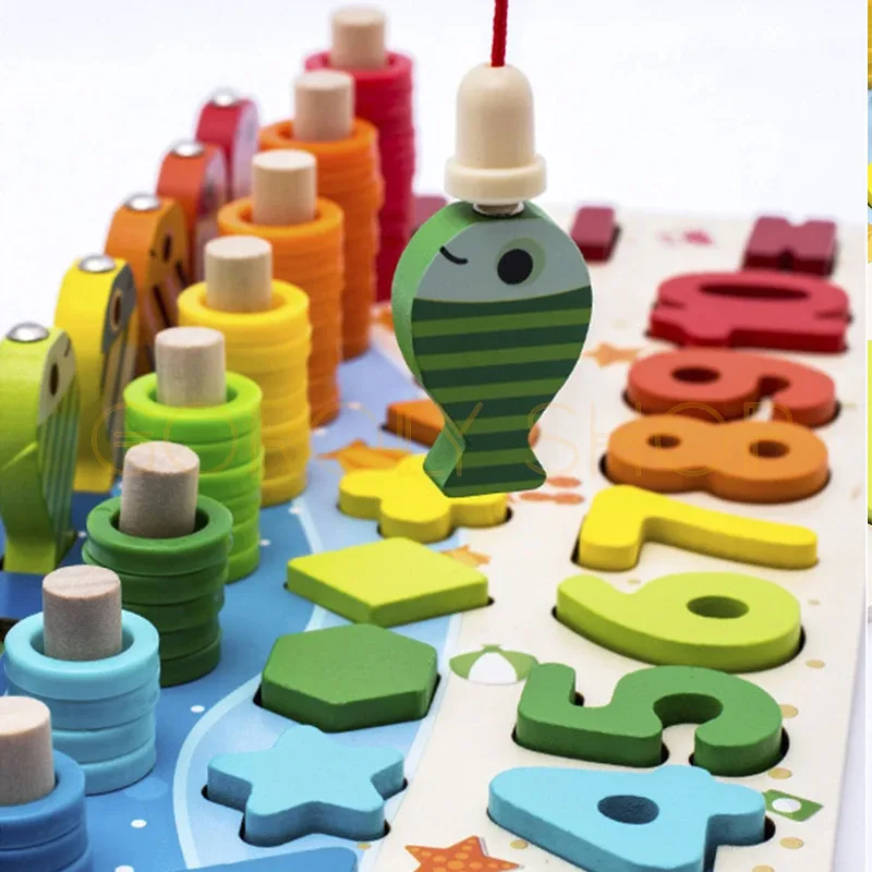 Six-in-One Logarithmic Board Educational Toy for Children | Wooden Montessori Multi-Activity Learning Board thumbnail 5