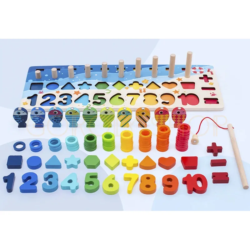 Six-in-One Logarithmic Board Educational Toy for Children | Wooden Montessori Multi-Activity Learning Board thumbnail 6