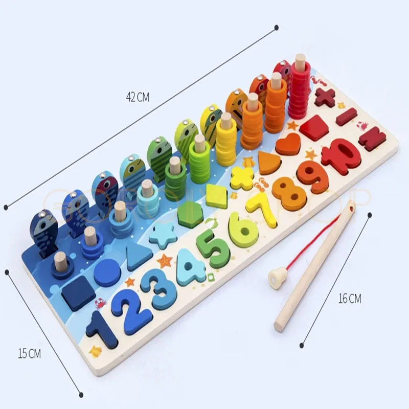 Six-in-One Logarithmic Board Educational Toy for Children | Wooden Montessori Multi-Activity Learning Board thumbnail 7