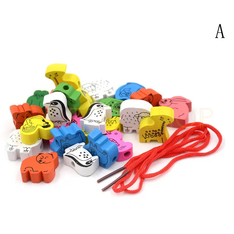 26-piece wooden cartoon animal and fruit lacing bead set thumbnail 4
