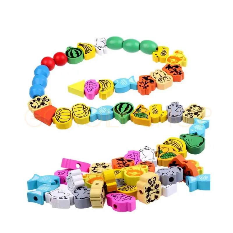 26-piece wooden cartoon animal and fruit lacing bead set thumbnail 5