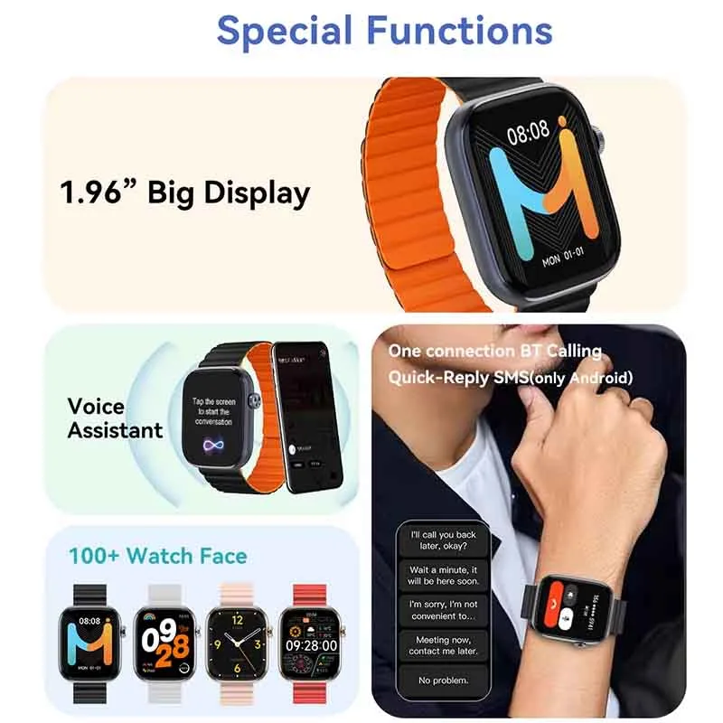 IMIKI ST2 Bluetooth Calling Smartwatch | 1.96” Display Fitness Tracker thumbnail 3