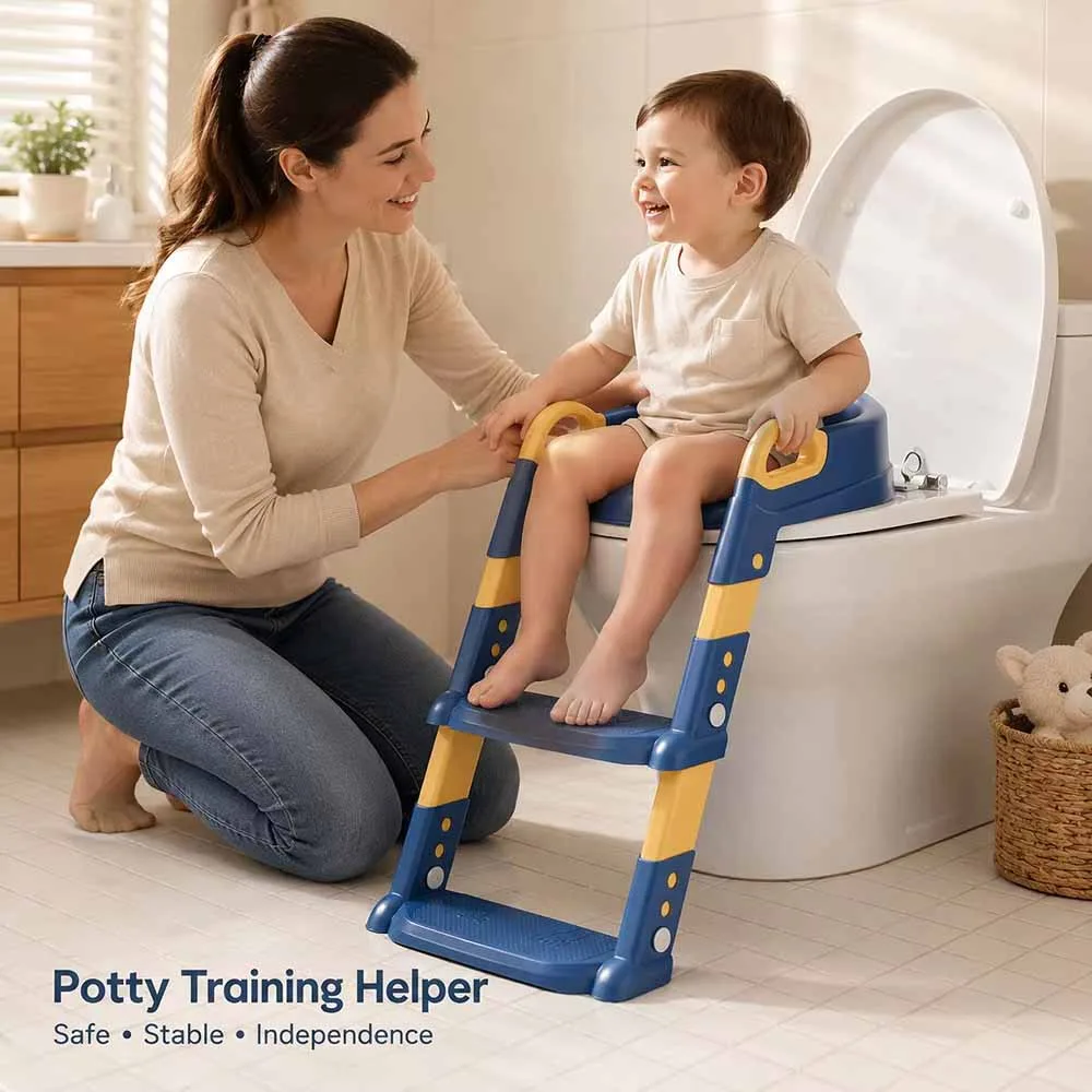 Adjustable toddler potty training seat with a built-in step ladder specification 2