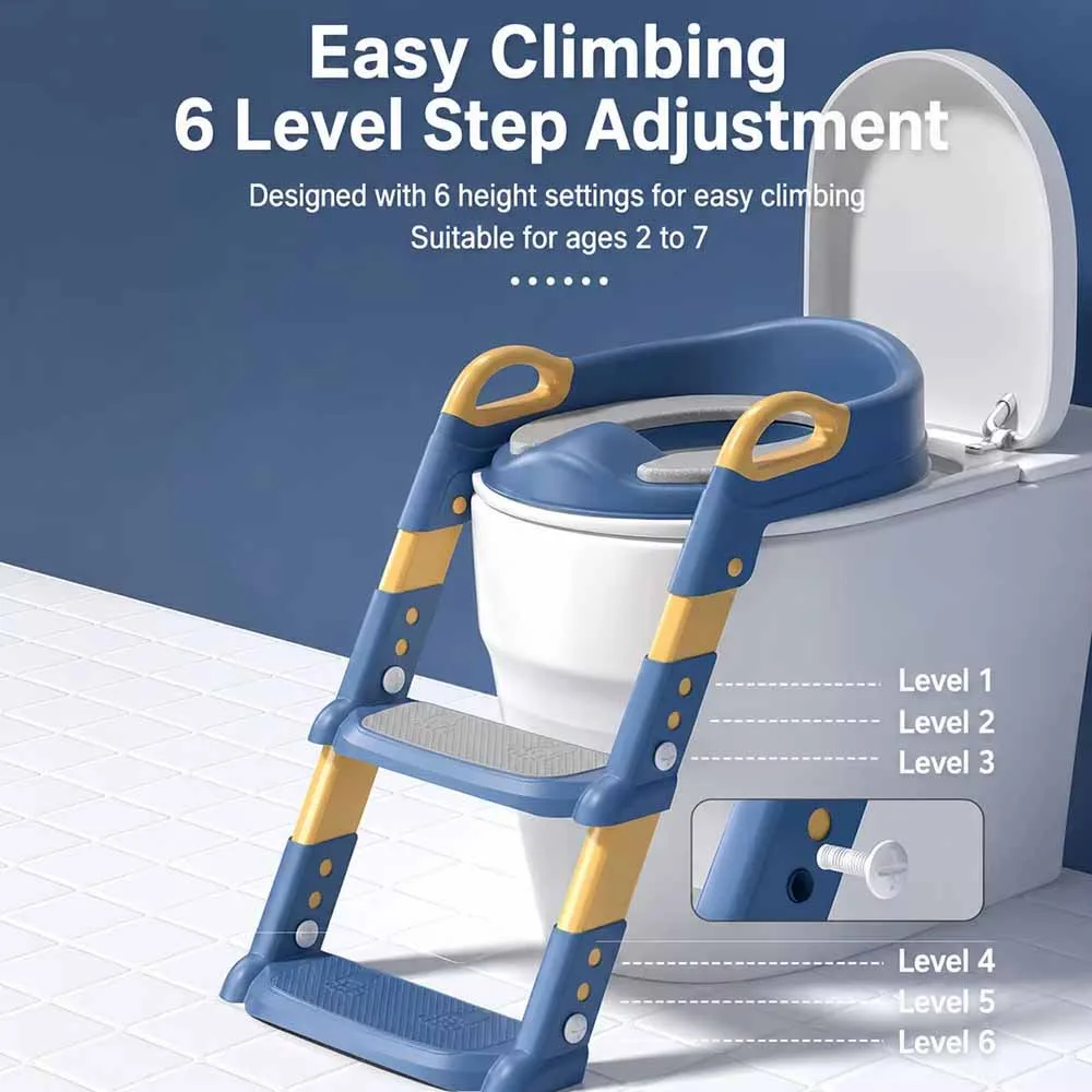 Adjustable toddler potty training seat with a built-in step ladder specification 6