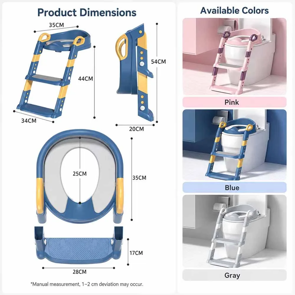 Adjustable toddler potty training seat with a built-in step ladder specification 8