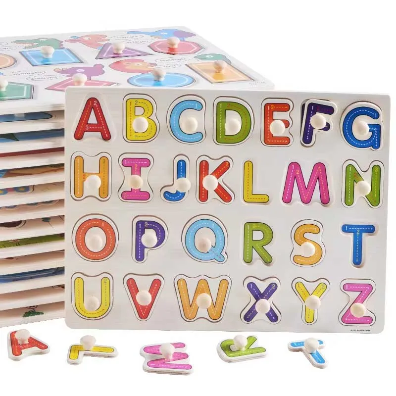 Montessori-style wooden English alphabet puzzle board by Sample Brand - Kids Learning